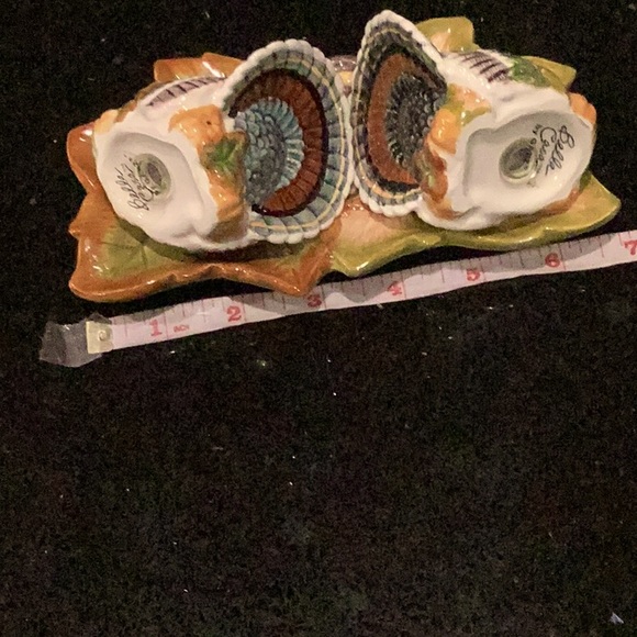 BELLA CASA by GANZ CERAMIC PAIR OF TURKEY ON A CERAMIC AUTUMN PLATTER. - Picture 12 of 14